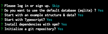 Terminal prompts at installation