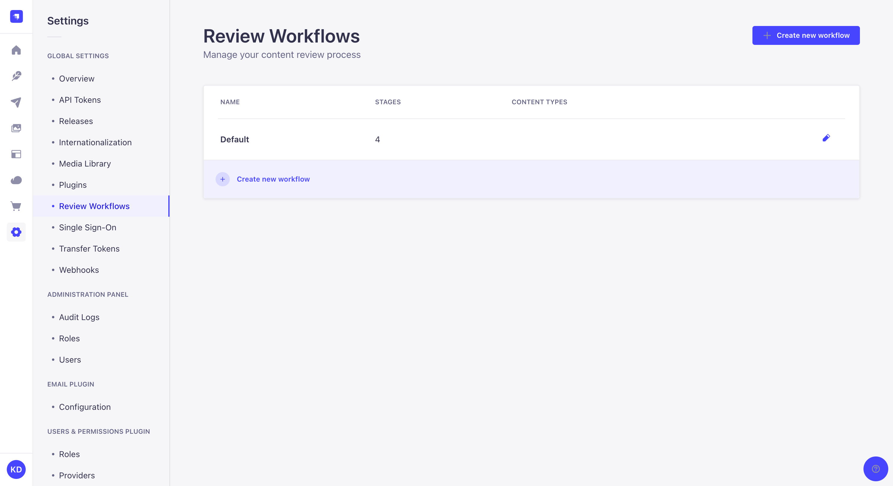 Workflow list view